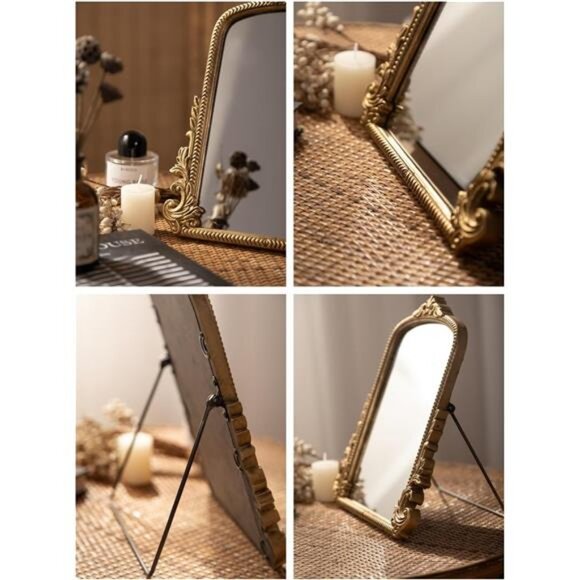 Vintage Vanity Makeup Desk Mirror, Antique Traditional Chic Arch Table Mirror - Picture 5 of 7